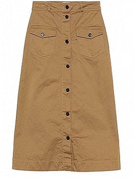 Saint Laurent Cotton Serge Midi Skirt (view 1)