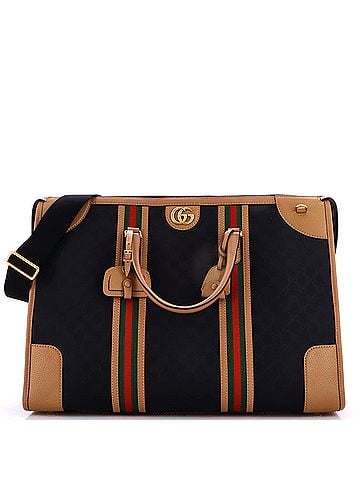 Gucci Bauletto Duffle Bag GG Canvas with Leather XL (view 1)