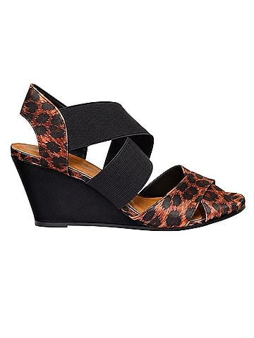 Predictions Leopard Print Satin Slingback Wedges (view 1)