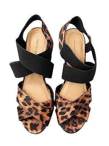 Predictions Leopard Print Satin Slingback Wedges (view 2)