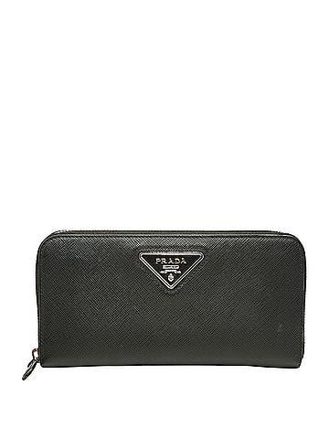 Prada Prada Triangle Logo Plate Round Zipper Long Wallet 1ML506 Nero Black Saffiano Leather Women's PRADA (view 1)