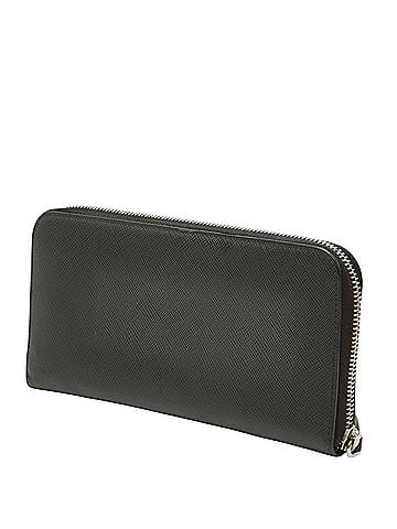 Prada Prada Triangle Logo Plate Round Zipper Long Wallet 1ML506 Nero Black Saffiano Leather Women's PRADA (view 2)