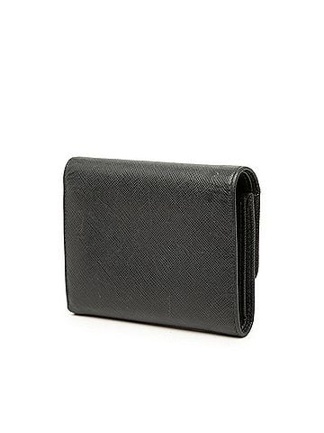Prada Prada Ribbon Tri-fold Wallet, Black Saffiano Leather, Women's PRADA (view 2)