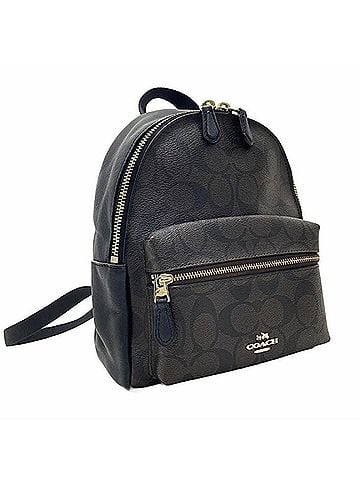 Coach Coach Charlie Backpack, PVC Leather, Mahogany, Dark Brown, Black, F58315, Signature Mini Daypack, Outlet, Women's (view 1)