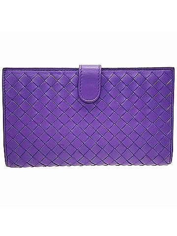 Bottega Veneta Bottega Veneta Intrecciato Continental Wallet Leather Purple 114074 Mesh Bi-fold Long (view 1)