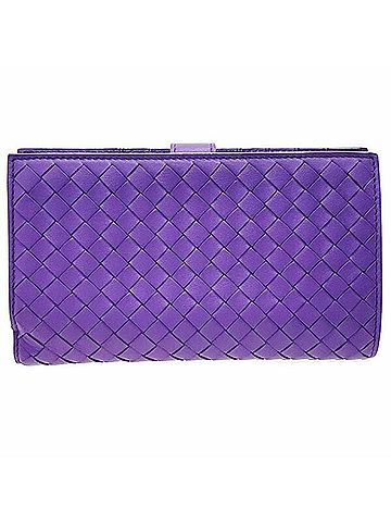 Bottega Veneta Bottega Veneta Intrecciato Continental Wallet Leather Purple 114074 Mesh Bi-fold Long (view 2)