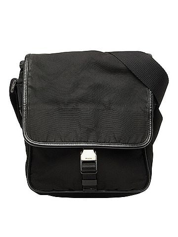 Prada Prada Triangle Logo Plate Crossbody Shoulder Bag, Black Nylon Leather, Women's PRADA (view 1)