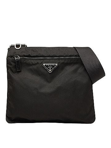 Prada Prada Triangle Logo Plate Crossbody Shoulder Bag BT0420 Black Nylon Leather Women's PRADA (view 1)