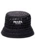 Prada 100% Leather Black Raffia Bucket Hat One size - photo 1