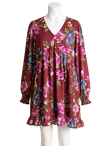 Easel Sophia Floral Printed Mini Dress in Multi (view 1)
