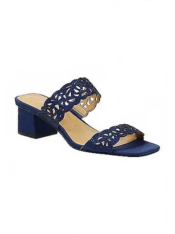 J. Renee Women's Keetana Slip On Sandals in Navy Satin/Stones (view 2)