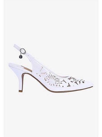 J. Renee Women's Vanani Sling Back Pumps in White Patent/Mesh (view 1)
