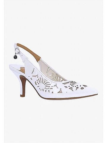 J. Renee Women's Vanani Sling Back Pumps in White Patent/Mesh (view 2)