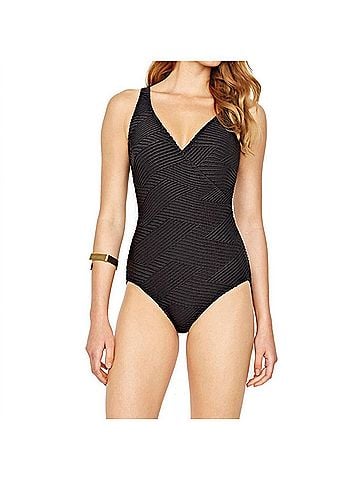 Gottex Surplice High Back One Piece Swimsuit in Got Essence Black (view 2)