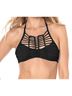 Becca Solid Black Virtue No Strings Attached Macrame High Neck Bikini Top in Black Size M - photo 2