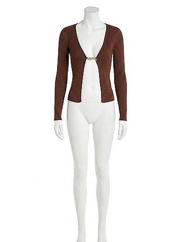 Astr Angelique Cardigan in Brown (view 1)