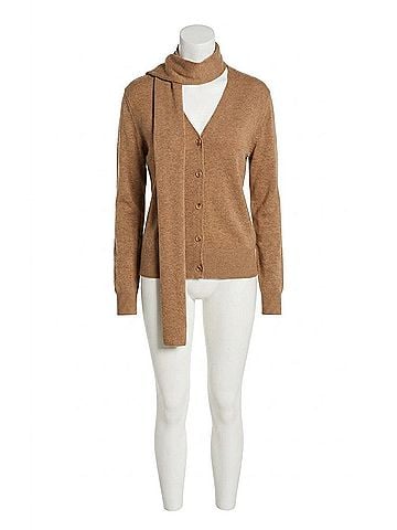 Astr Glynne Button-Down Cardigan in Tan (view 1)