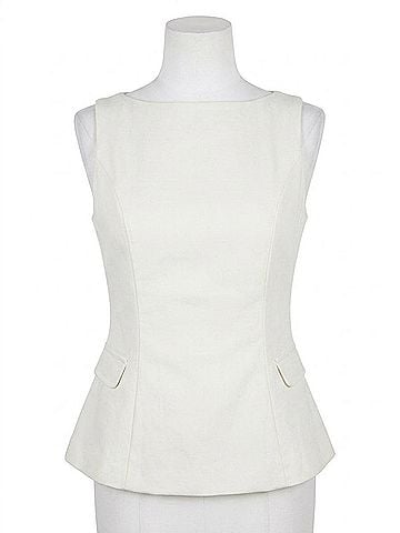 Line & Dot Adelaide Cotton Front Pocket Top in Ecru (view 1)