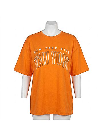 Ambar New York City Logo Relaxed Fit T-Shirt in Orange (view 1)