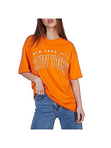 Ambar New York City Logo Relaxed Fit T-Shirt in Orange (view 2)