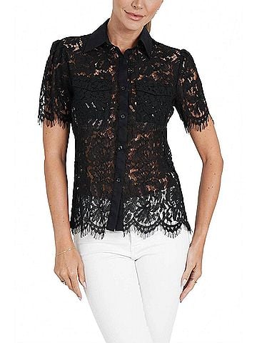 Love Token Mel Lace Top in Black (view 2)