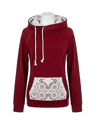 Ampersand Ave Doublehood‚Ñ¢ Sweatshirt in Lovely Lace Burgundy (view 1)