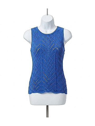 Karen Kane Crochet Sweater Tank in Blue (view 1)