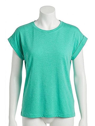 Zenana Cotton Modal Rolled Sleeve Tee in Mint (view 1)