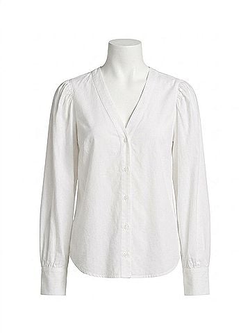 Fifteen Twenty Long Sleeve Button-Up Shirt in Off White (view 1)