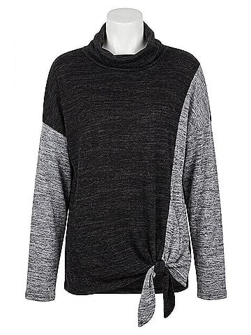 Promesa U.S.A. Color Block Knit Top in Charcoal/Black (view 1)