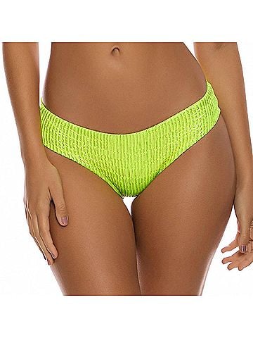 Luli Fama Bella Seamless Full Ruched Back Bottom in Shiny Neon Yellow (view 2)