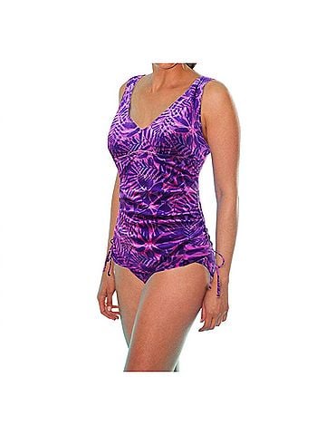 TYR Chlorine Resistant V-Neck Sheath One Piece Swimsuit in Monaco Purple (view 2)