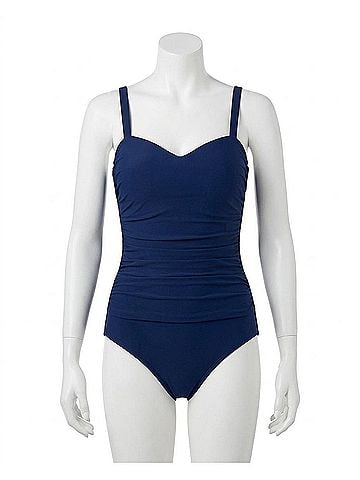 Profile by Gottex D-Cup Scoop Neck Shirred One Piece Swimsuit in Tutti Frutti Navy (view 1)