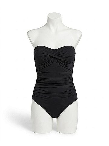 Profile by Gottex Shirred Front Bandeau Strapless One Piece Swimsuit in Tutti Frutti Black (view 1)