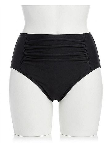 Shape Solver Plus Size Shirred Tankini Bottom in Black (view 1)