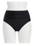 Shape Solver Solid Black Plus Size Shirred Tankini Bottom in Black Size 26 - photo 1
