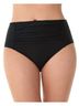Shape Solver Solid Black Plus Size Shirred Tankini Bottom in Black Size 26 - photo 2