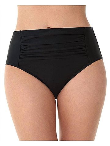 Shape Solver Plus Size Shirred Tankini Bottom in Black (view 2)