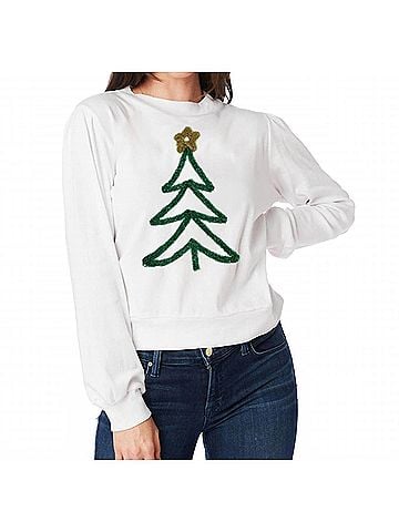 Stewart Simmons Christmas Tree Long Sleeve Sweater in White (view 2)