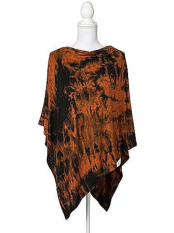 French Kyss Marble Wash Asymmetrical Poncho in Spice (view 1)