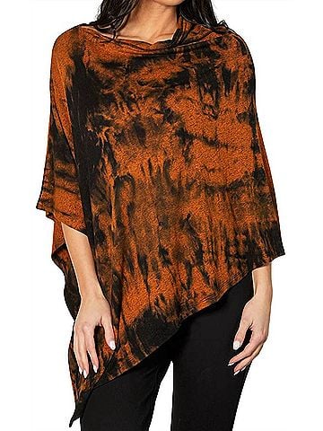 French Kyss Marble Wash Asymmetrical Poncho in Spice (view 2)