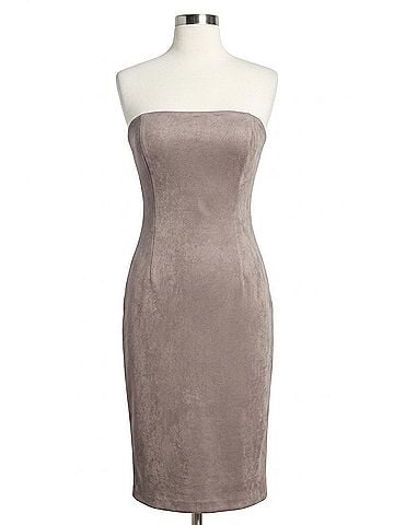Susana Monaco Tube Faux Suede Midi Dress in Silver (view 1)