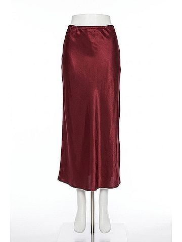 Enza Costa Satin Bias Cut Skirt in Ruby (view 1)