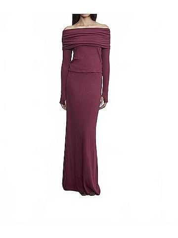 Enza Costa Cashmere Bias Skirt in Barolo (view 2)