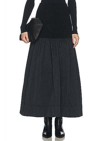 A.L.C. Cami Mixed Media Maxi Skirt in Black (view 2)