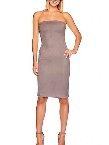 Susana Monaco Tube Faux Suede Midi Dress in Silver (view 2)
