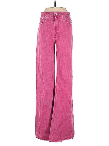 R13 R13 Jane Distressed High-Rise Wide-Leg Jeans in a Faded Pink Color R13 Jeans (view 1)