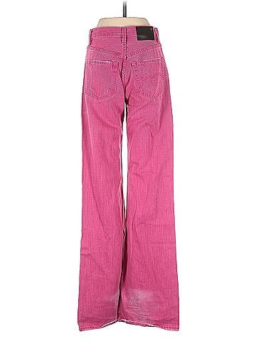 R13 R13 Jane Distressed High-Rise Wide-Leg Jeans in a Faded Pink Color R13 Jeans (view 2)