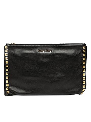 Miu Miu Studded Leather Zip Clutch (view 1)