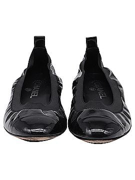 Chanel Chanel CC Cap-Toe Ballet Flats in Black Patent Leather (view 2)